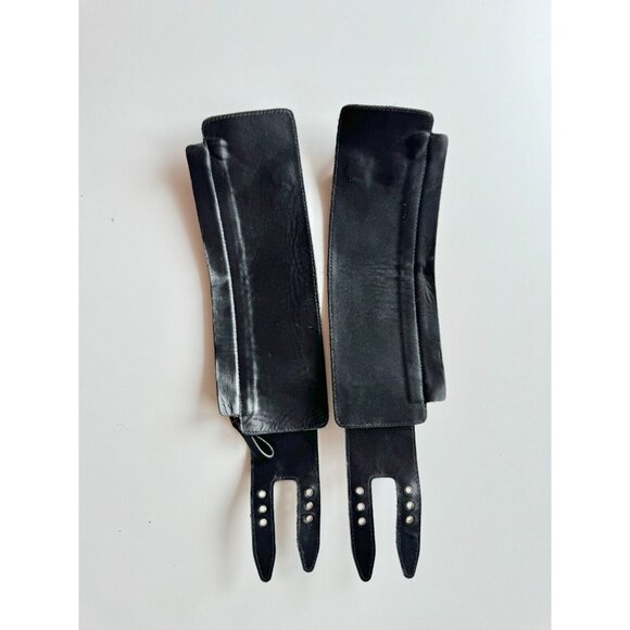 SERGIO ROSSI Black Leather Gold Tone Zipper Buckle Replacement Ankle Cuffs - Picture 7 of 12